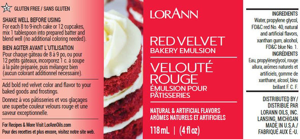 Lorann Super Strength FlavouringRed Velvet, Bakery Emulsion 4 oz.