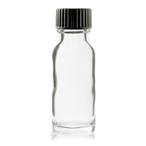 15 ml Clear Boston Round Glass Bottle With Black Cap1.49Fusion Flavours  