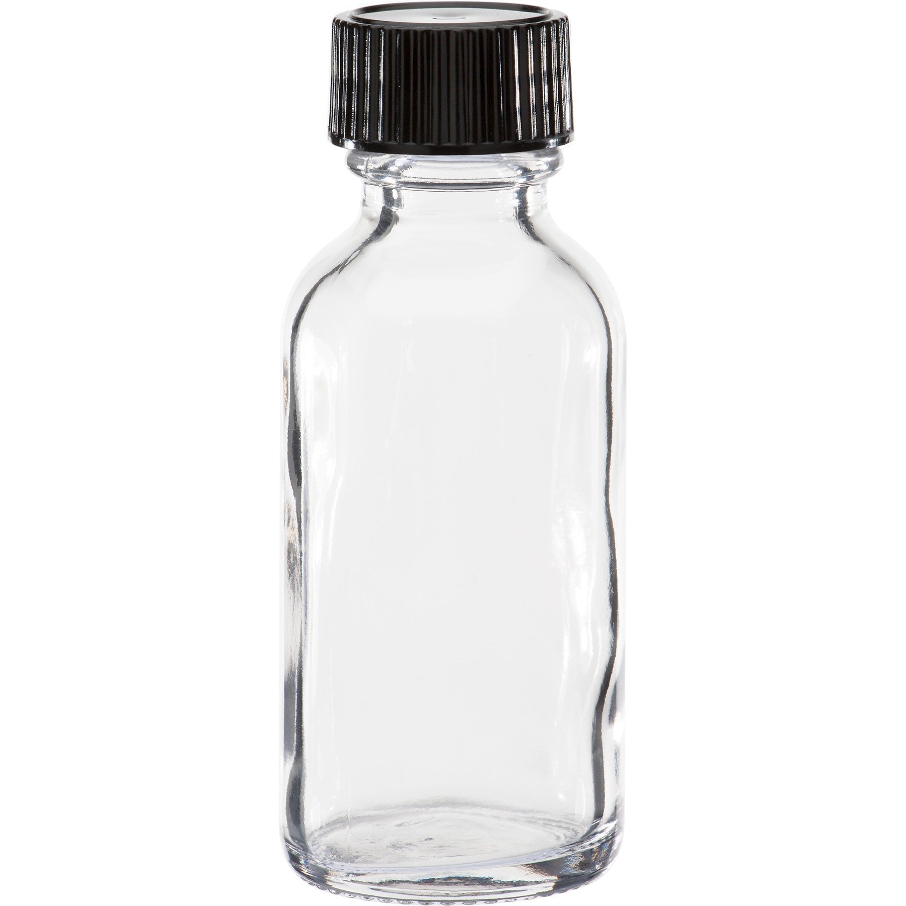 30 ml Clear Boston Round Glass Bottle With Black Cap1.59Fusion Flavours