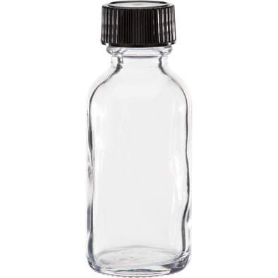 30 ml Clear Boston Round Glass Bottle With Black Cap1.59Fusion Flavours  