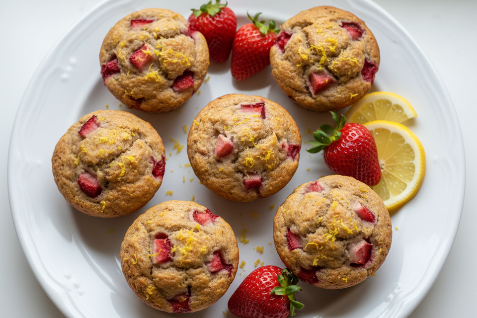 Strawberry Lemon Sourdough Discard Muffins