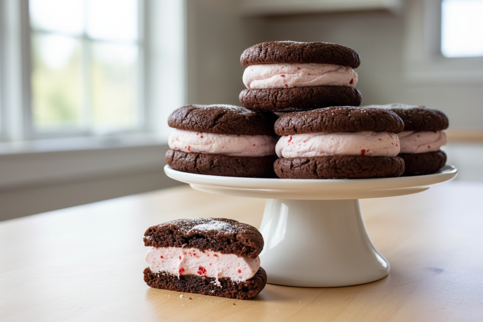Strawberry Marshmallow Brownie Sandwich Cookies
