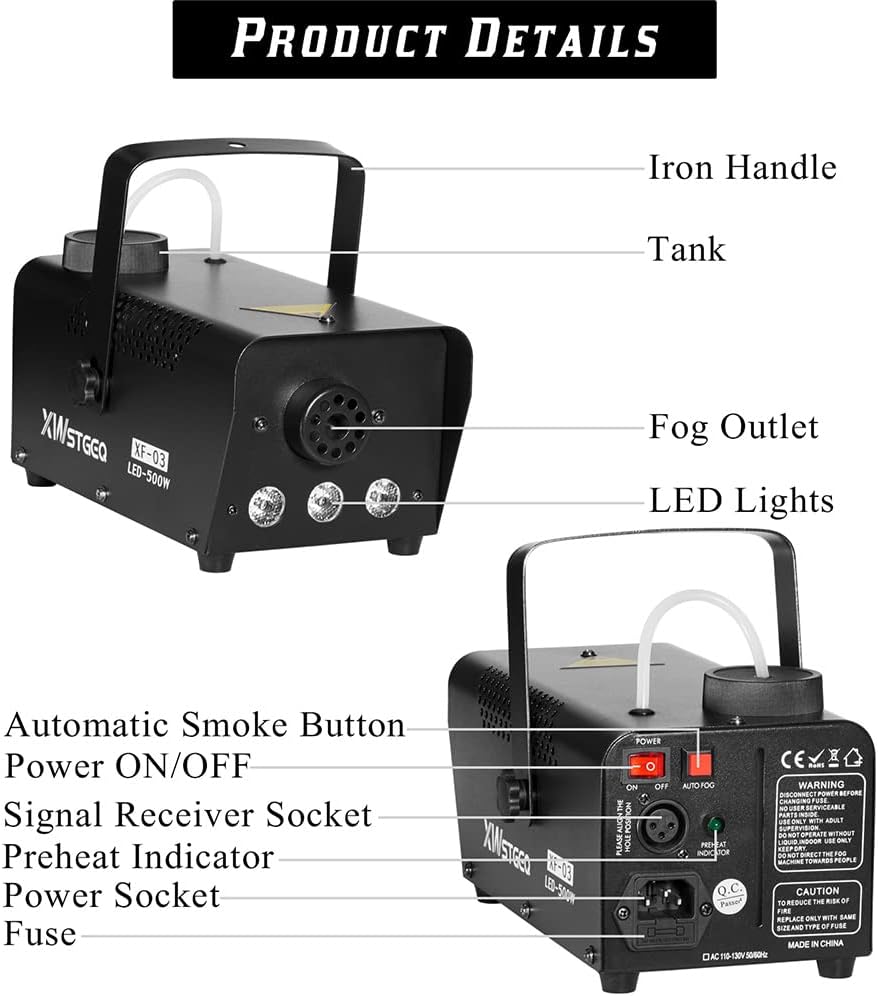 Cell Expanderfog 500W Fog Machine with Wireless Remote and LED Lights