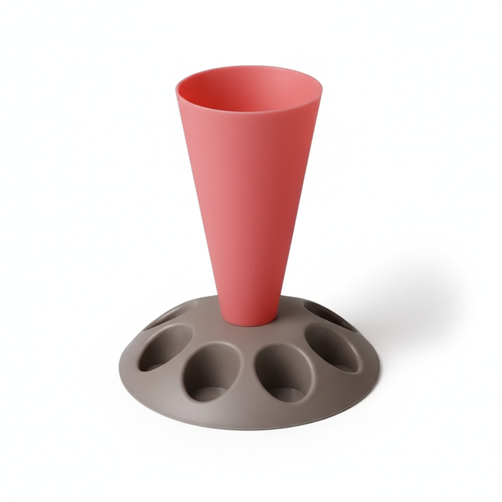 Top-down view of piping bag stand