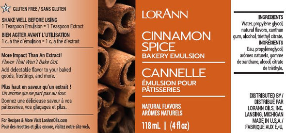 Lorann Super Strength FlavouringCinnamon Spice, Bakery Emulsion 4 oz.