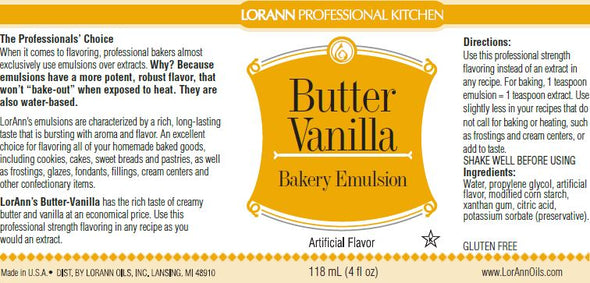 Butter Vanilla, Bakery Emulsion 4 oz.8.99Fusion Flavours  