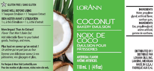 Lorann Super Strength FlavouringCoconut, Bakery Emulsion 4 oz.
