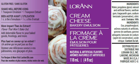 Lorann Super Strength FlavouringCream Cheese, Bakery Emulsion 4 oz.