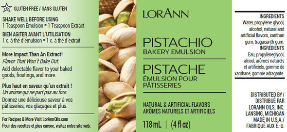 Lorann Super Strength FlavouringPistachio, Bakery Emulsion 4 oz.