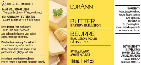Lorann Super Strength FlavouringButter (Natural), Bakery Emulsion 4 oz.