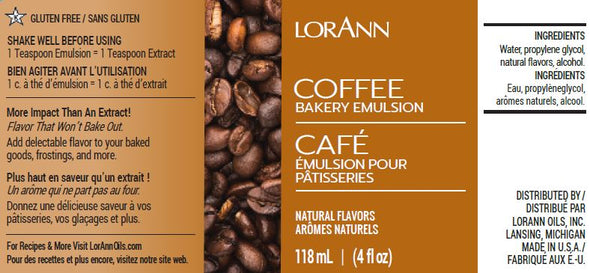 Lorann Super Strength FlavouringCoffee (Natural), Bakery Emulsion 4 oz.