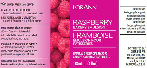 Lorann Super Strength FlavouringRaspberry, Bakery Emulsion 4 oz.