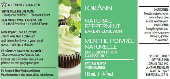 Lorann Super Strength FlavouringPeppermint, Bakery Emulsion 4 oz.