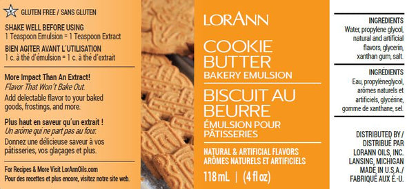 Lorann Super Strength FlavouringCookie Butter, Bakery Emulsion 4 oz.