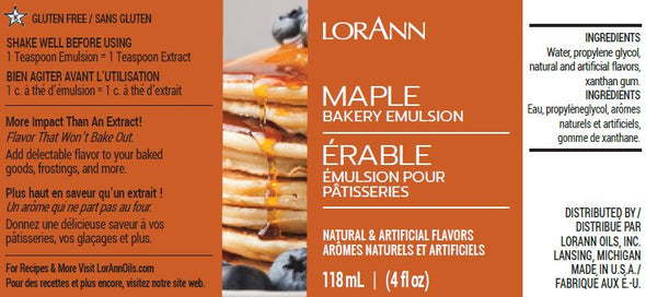 Lorann Super Strength FlavouringMaple, Bakery Emulsion 4 oz.