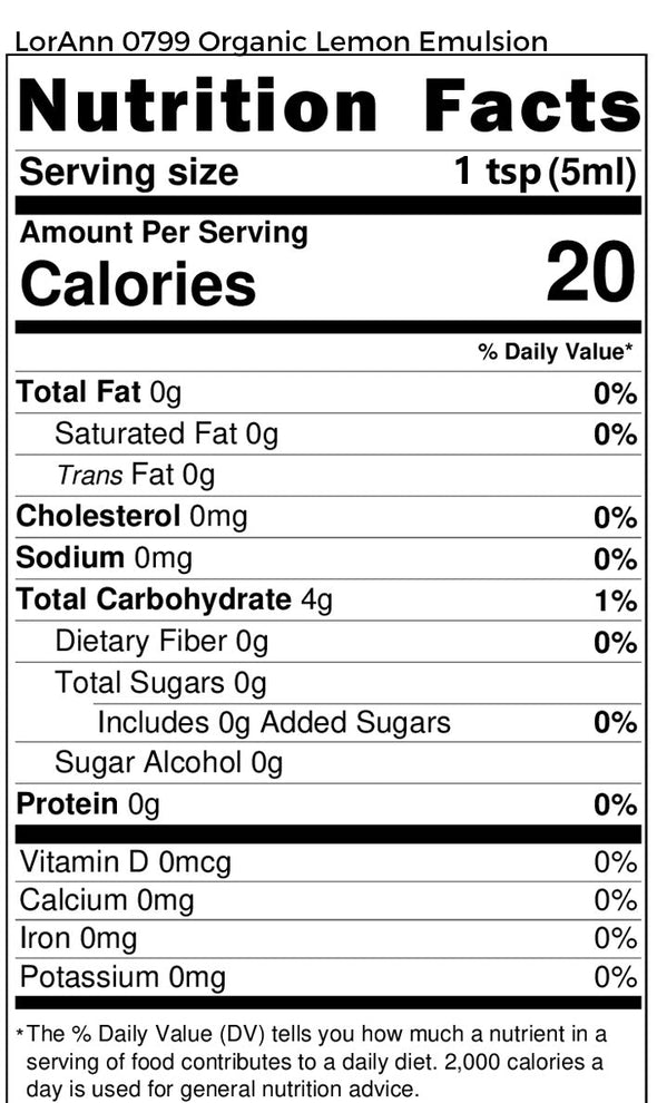 Lorann Super Strength FlavouringOrganic Lemon, Bakery Emulsion 4 oz.