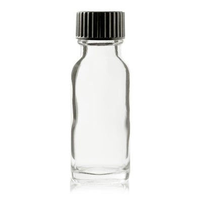 Dropper Bottles15 ml Clear Boston Round Glass Bottle With Black Cap