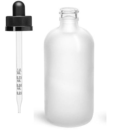 Dropper Bottles120 mL Frosted Boston Round Glass Child Resistant w/ Measuring Dropper Bottle
