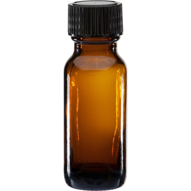 Dropper Bottles15 ml Amber Boston Round Glass Bottle w/ Black Cap