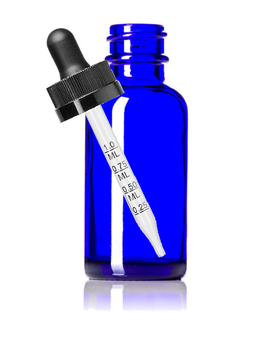 Dropper Bottles30 ml Cobalt Blue Boston Round Glass Child Resistant Meauring Dropper Bottle