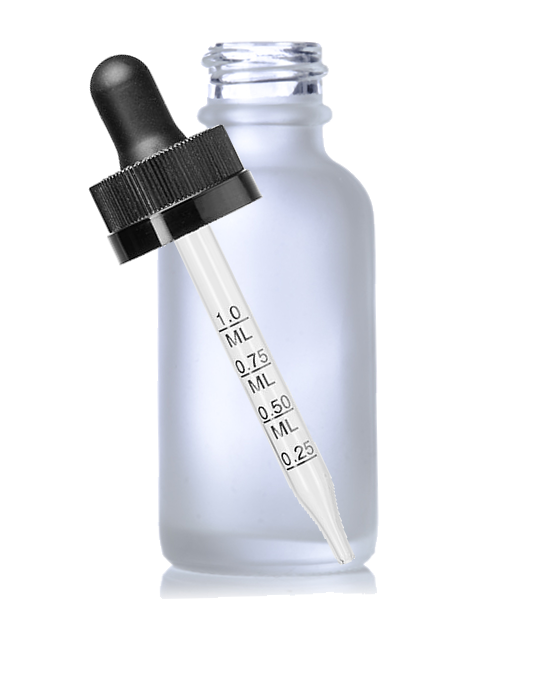 Dropper Bottles30 mL Frosted Boston Round Glass Child Resistant w/ Measuring Dropper Bottle