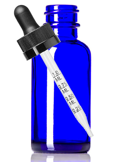 Dropper Bottles60 ml Cobalt Blue Boston Round Glass Child Resistant Meauring Dropper Bottle