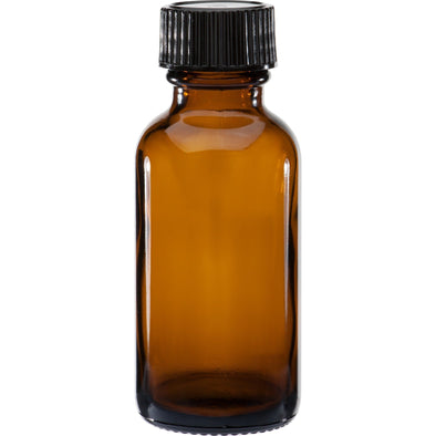 Dropper Bottles30 ml Amber Boston Round Glass Bottle w/ Black Cap