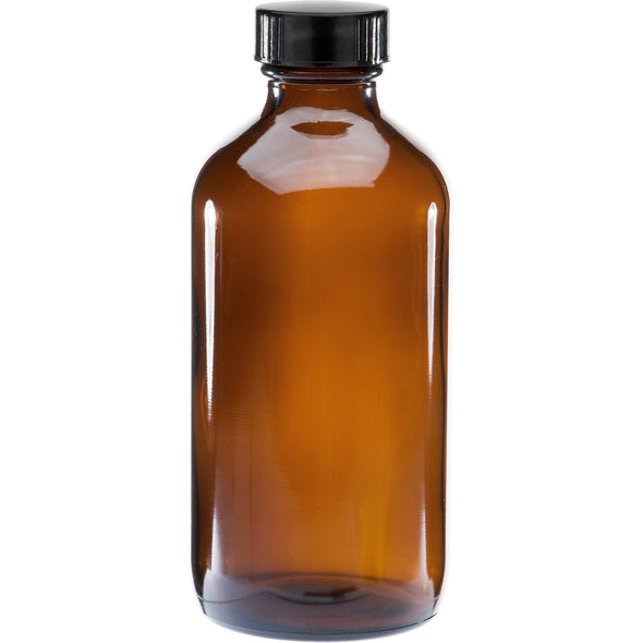 Dropper Bottles250ml Amber Boston Round Glass Bottle w/ Black Lined Cap
