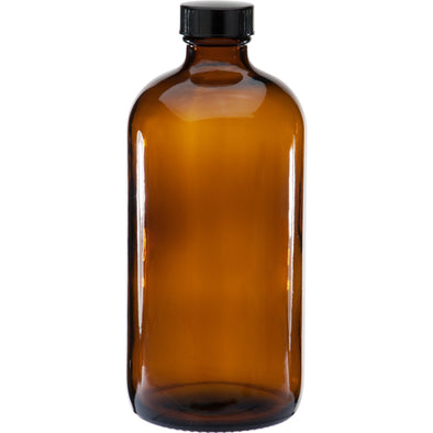Dropper Bottles500ml Amber Boston Round Glass Bottle w/ Black Lined Cap