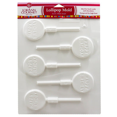 Happy Birthday Round Lollipop Sheet Mold - LorAnn