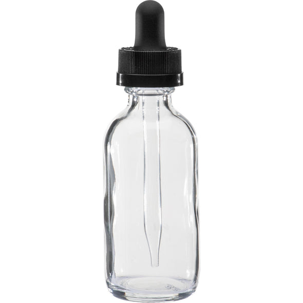 Dropper Bottles60 ml Clear Boston Round Glass Child Resistant Dropper Bottle