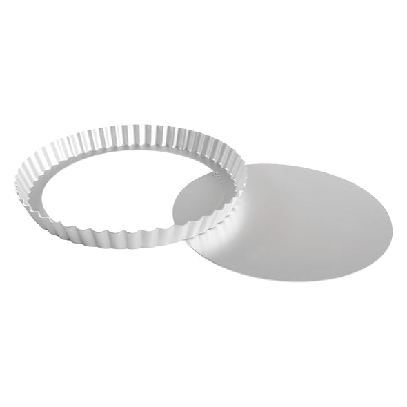 BakewareFluted Round Tart Pan, Removeable Bottom, Anodized Aluminum