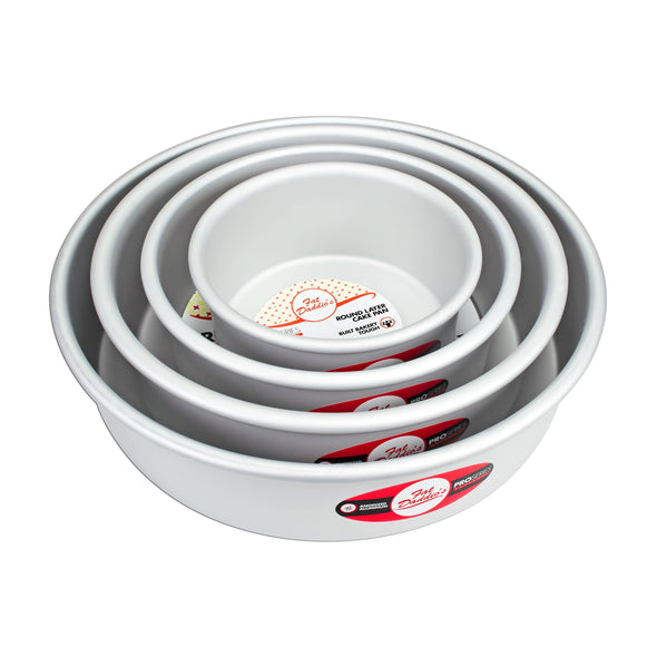 BakewareAnodized Aluminum 4-Tiered Even Round Cake Pan Set, 3 Inch Depth