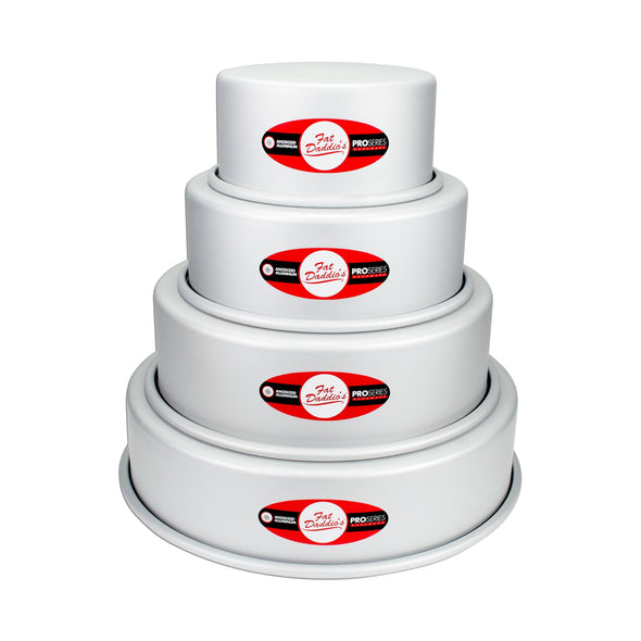 BakewareAnodized Aluminum 4-Tiered Even Round Cake Pan Set, 3 Inch Depth